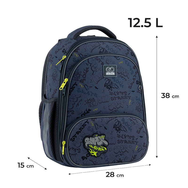 GoPack Super Skater Hard Shell School Backpack for Grades 1-4, Tablet Pocket