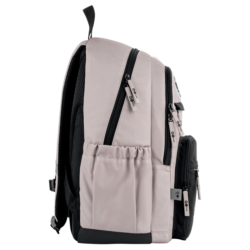 GoPack Beige Teen Backpack – Laptop, 3 Front Pockets, for Heights 145-175 cm
