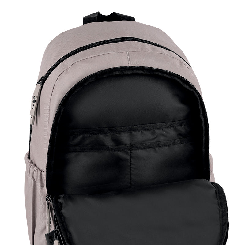 GoPack Beige Teen Backpack – Laptop, 3 Front Pockets, for Heights 145-175 cm