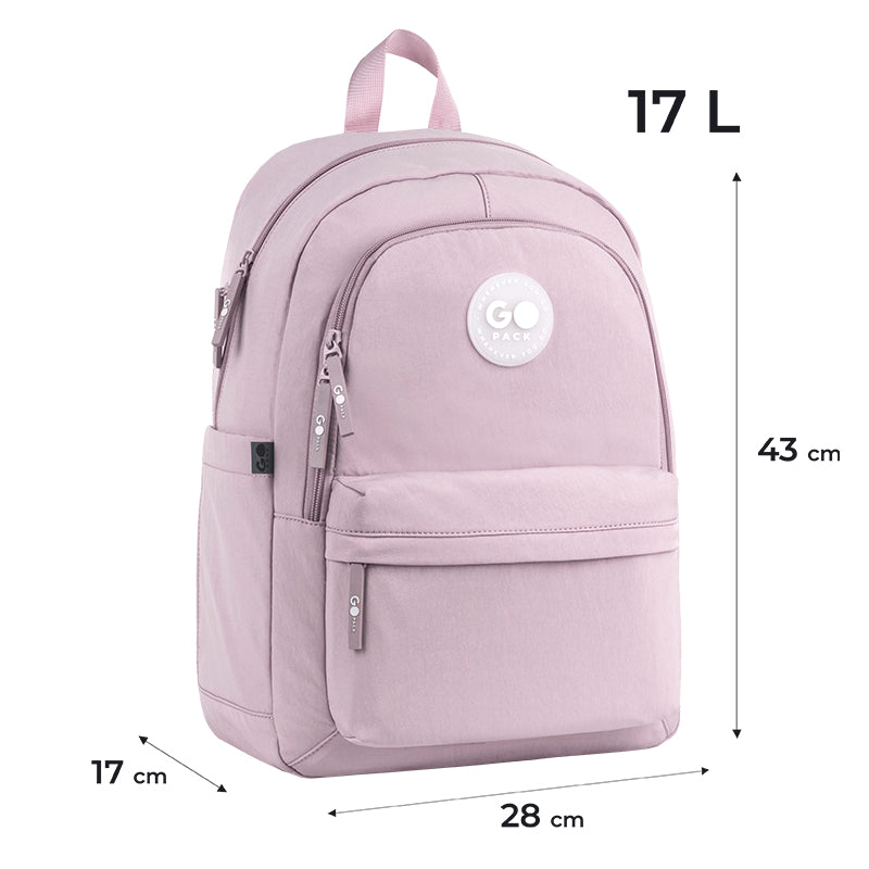 GoPack Powder Pink Teen Backpack – Laptop Pocket, for Heights 145 cm and Above