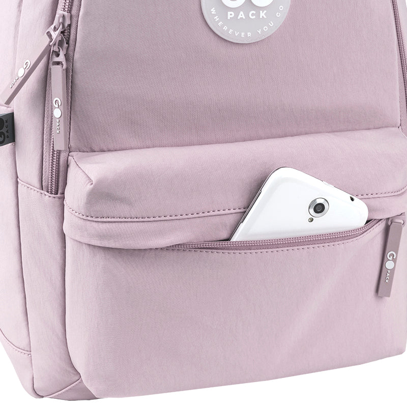 GoPack Powder Pink Teen Backpack – Laptop Pocket, for Heights 145 cm and Above