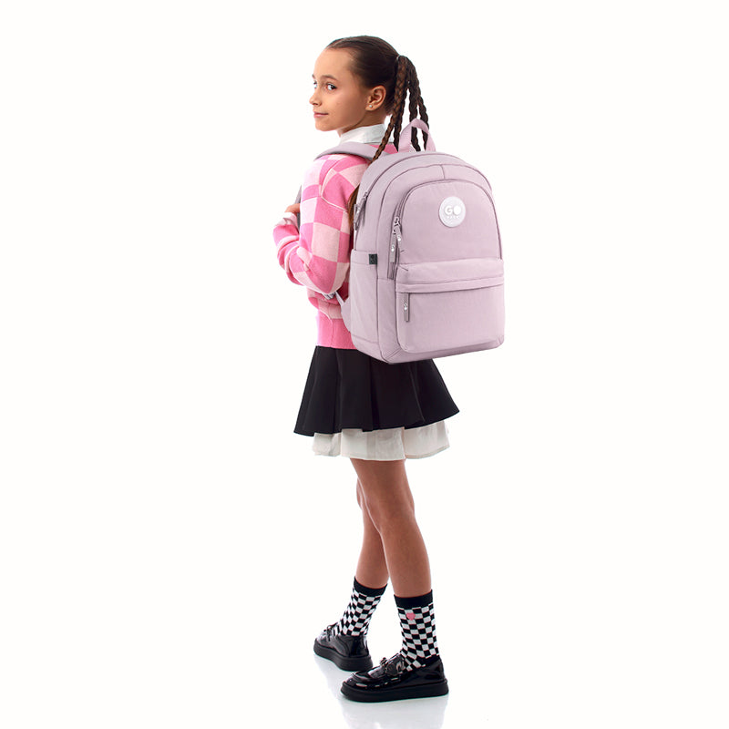 GoPack Powder Pink Teen Backpack – Laptop Pocket, for Heights 145 cm and Above