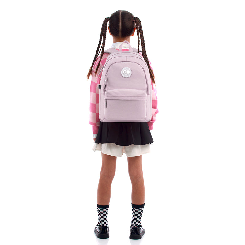 GoPack Powder Pink Teen Backpack – Laptop Pocket, for Heights 145 cm and Above