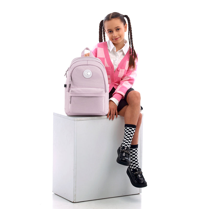 GoPack Powder Pink Teen Backpack – Laptop Pocket, for Heights 145 cm and Above