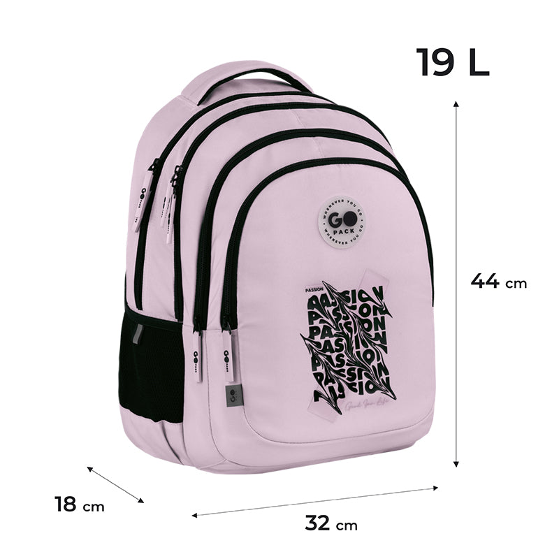GoPack Pink 19L Ergonomic Backpack – Laptop, Chest Strap, Heights 145-175 cm