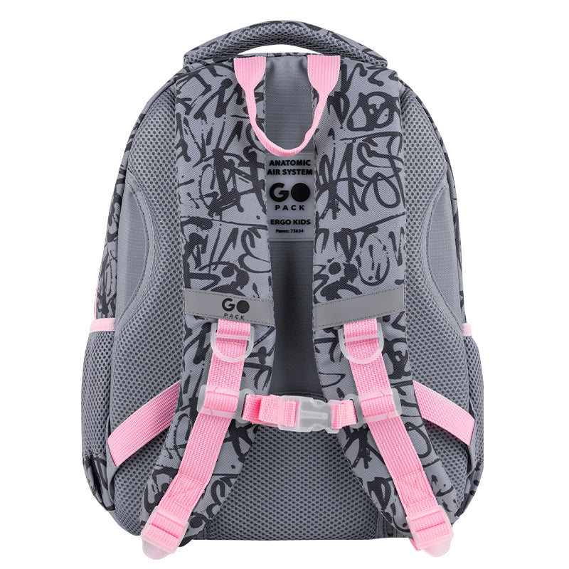 GoPack Fluffy Heart School Backpack for Grades 1-4, Ergo Kids Back
