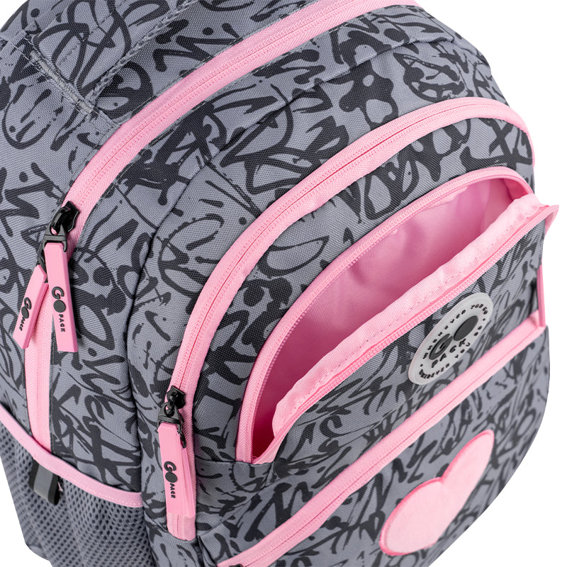GoPack Fluffy Heart School Backpack for Grades 1-4, Ergo Kids Back