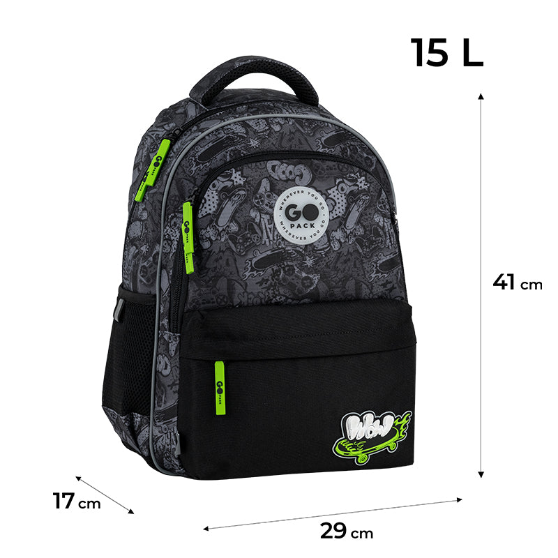 GoPack Wow Skate School Backpack for Grades 1-4, Ergo Kids Back
