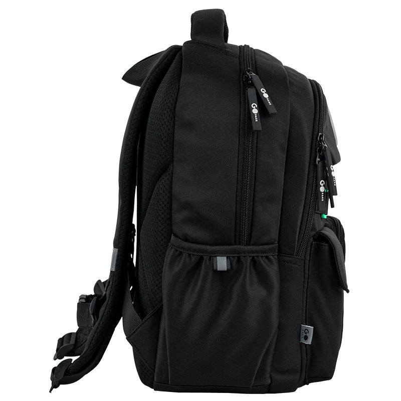 GoPack Black School Backpack for Grades 1-4, Padded Back with Mesh