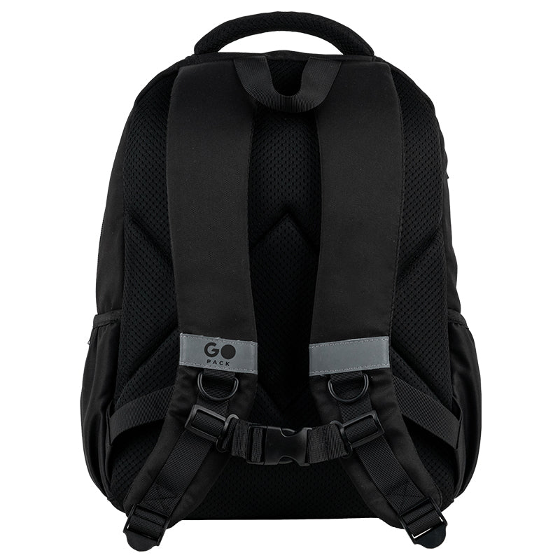 GoPack Black School Backpack for Grades 1-4, Padded Back with Mesh
