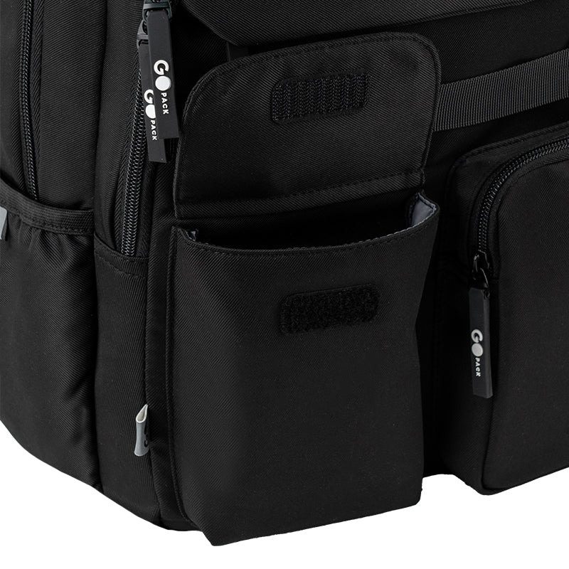 GoPack Black School Backpack for Grades 1-4, Padded Back with Mesh