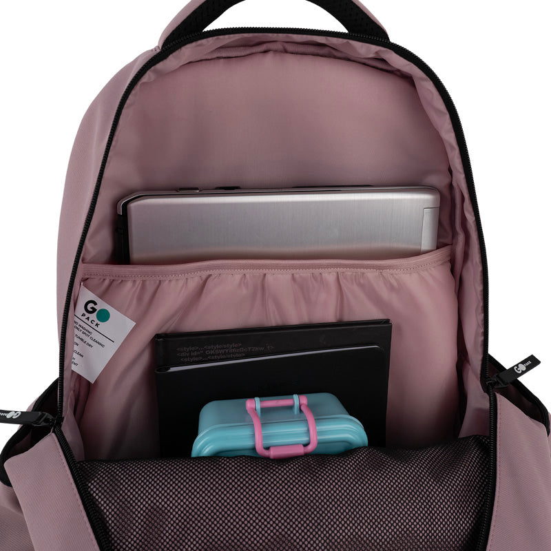 GoPack Pink 21L Teen Backpack – Chest Strap, Laptop, for Heights 145-175 cm