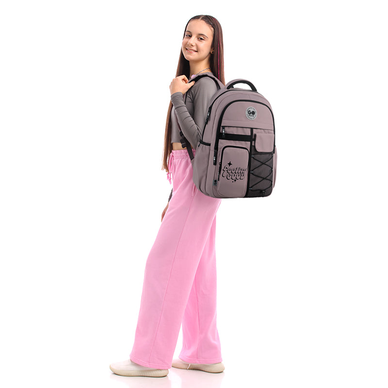 GoPack Pink 21L Teen Backpack – Chest Strap, Laptop, for Heights 145-175 cm