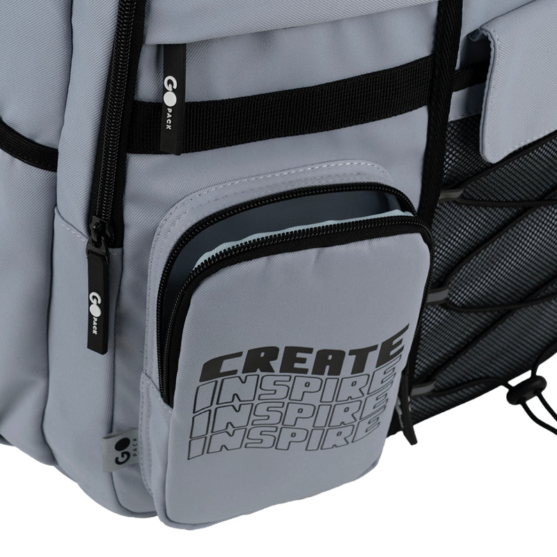 GoPack Gray 21L Teen Backpack – Chest Strap, Laptop, for Heights 145-175 cm
