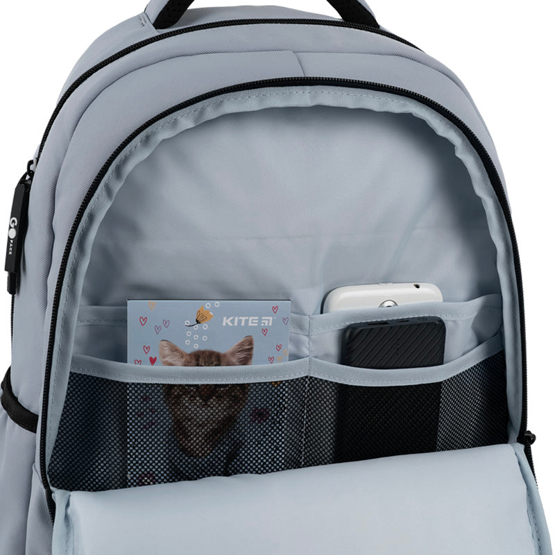 GoPack Gray 21L Teen Backpack – Chest Strap, Laptop, for Heights 145-175 cm