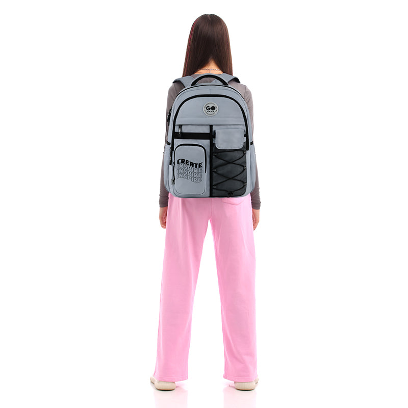 GoPack Gray 21L Teen Backpack – Chest Strap, Laptop, for Heights 145-175 cm