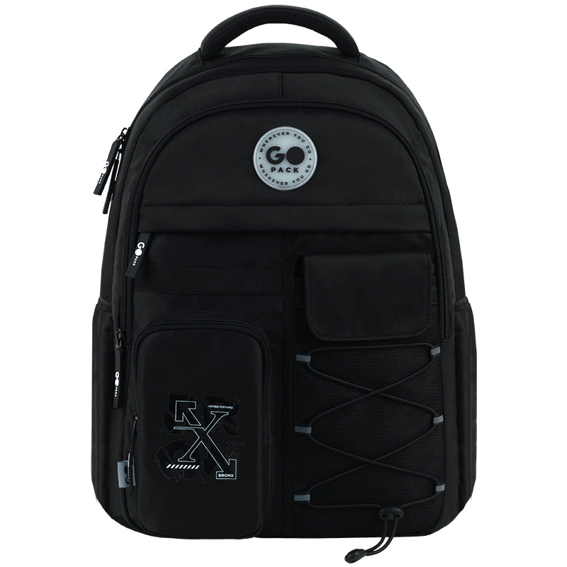 GoPack Black 21L Teen Backpack – Chest Strap, Laptop, for Heights 145-175 cm