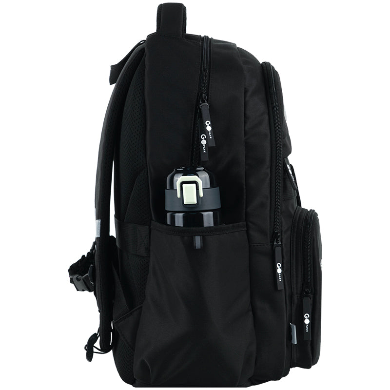 GoPack Black 21L Teen Backpack – Chest Strap, Laptop, for Heights 145-175 cm