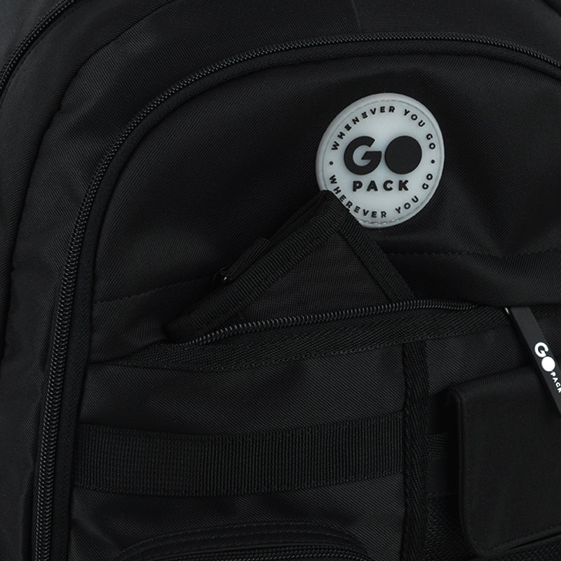 GoPack Black 21L Teen Backpack – Chest Strap, Laptop, for Heights 145-175 cm