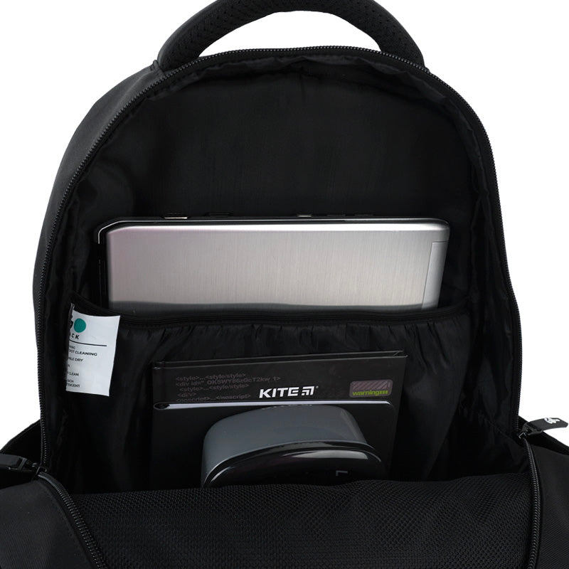 GoPack Black 21L Teen Backpack – Chest Strap, Laptop, for Heights 145-175 cm