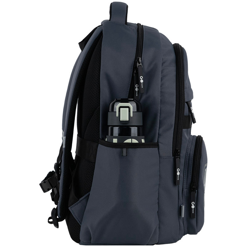 GoPack Dark Gray Teen Backpack – Chest Strap, Laptop, for Heights 145-175 cm