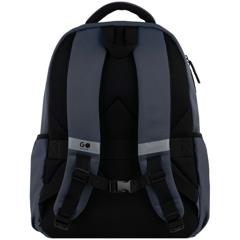 GoPack Dark Gray Teen Backpack – Chest Strap, Laptop, for Heights 145-175 cm
