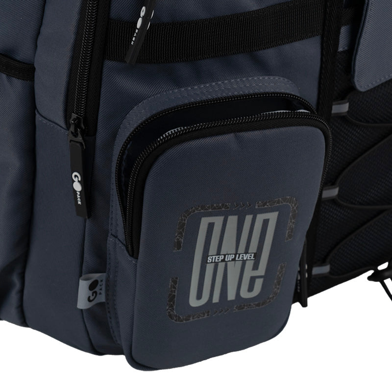 GoPack Dark Gray Teen Backpack – Chest Strap, Laptop, for Heights 145-175 cm