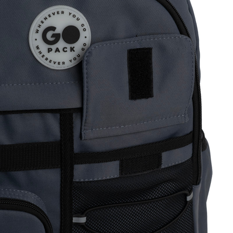 GoPack Dark Gray Teen Backpack – Chest Strap, Laptop, for Heights 145-175 cm