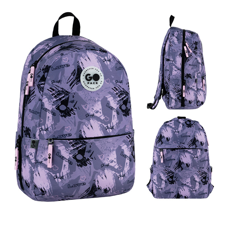 GoPack Purple Teen Backpack – Tablet Pocket, Fits 130-145 cm