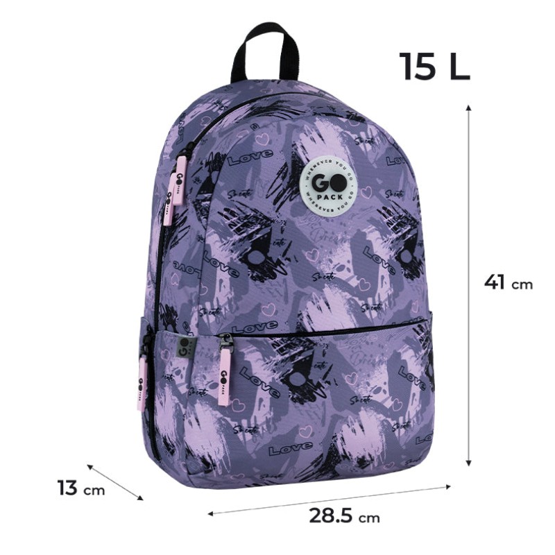 GoPack Purple Teen Backpack – Tablet Pocket, Fits 130-145 cm