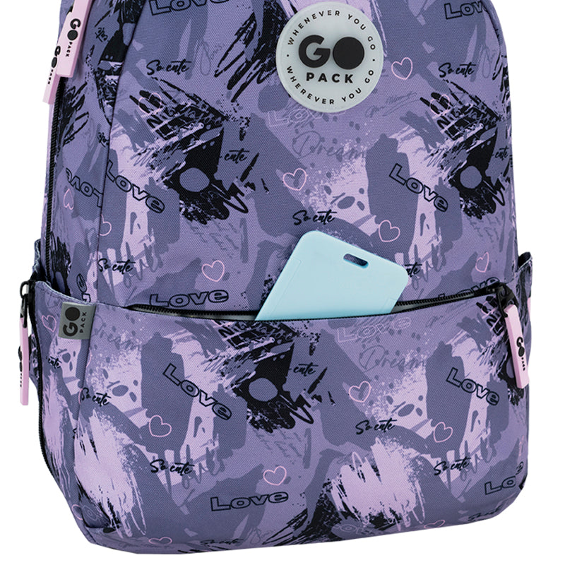 GoPack Purple Teen Backpack – Tablet Pocket, Fits 130-145 cm