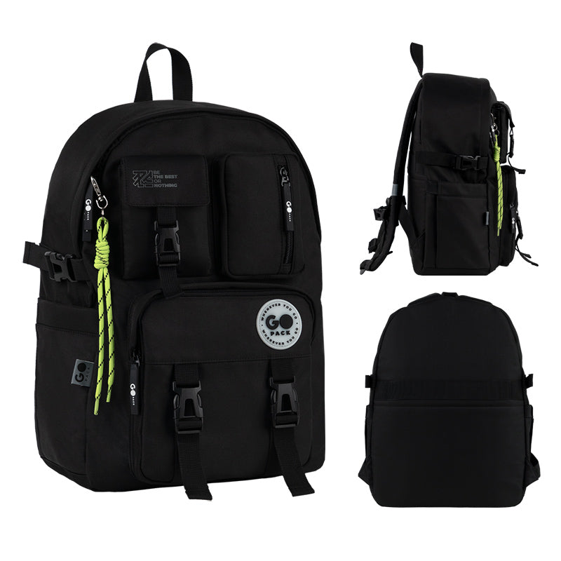 GoPack Black 17L Backpack – Laptop, Chest Strap, for Heights 145-175 cm
