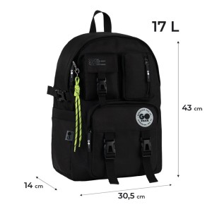 GoPack Black 17L Multi-Pocket Backpack