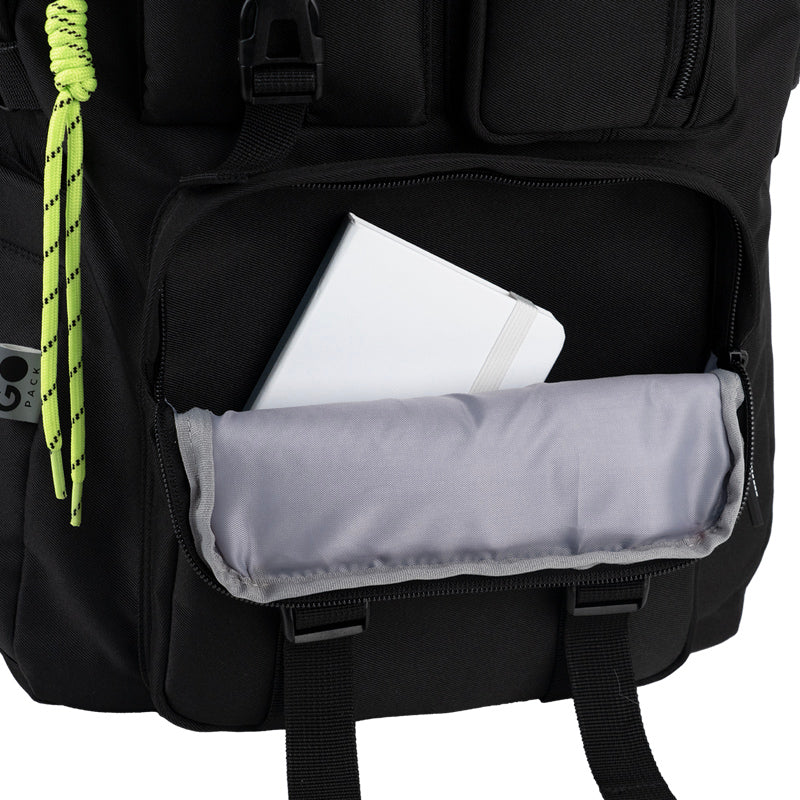 GoPack Black 17L Backpack – Laptop, Chest Strap, for Heights 145-175 cm