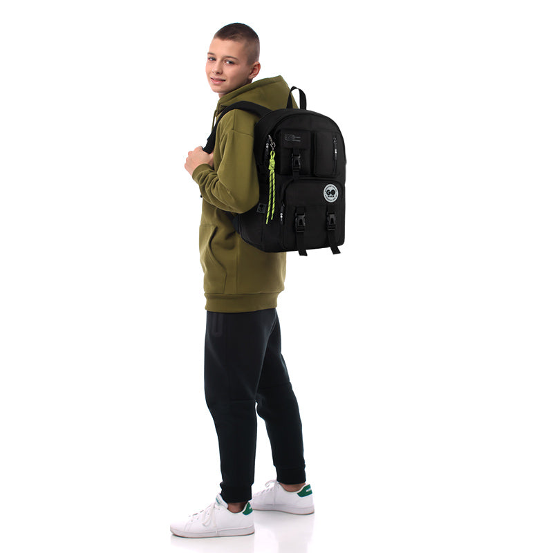 GoPack Black 17L Backpack – Laptop, Chest Strap, for Heights 145-175 cm