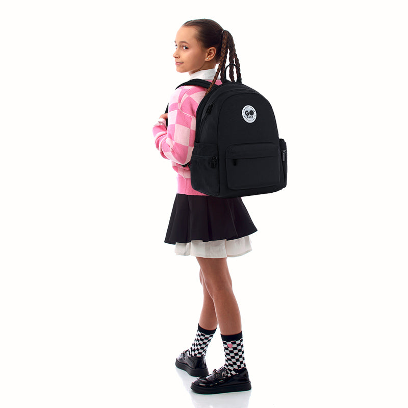 GoPack Black 12L Compact Backpack – Laptop Pocket, for Heights 130-145 cm