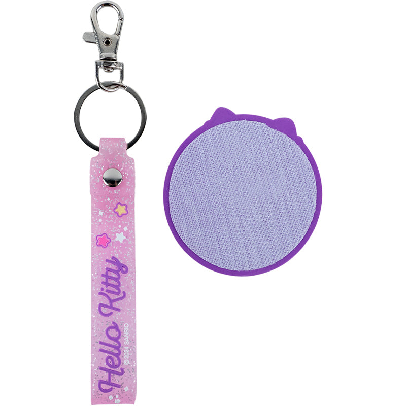 Kite Hello Kitty Playful Badge and Keychain Set – Rubber Badge, Metal Carabiner