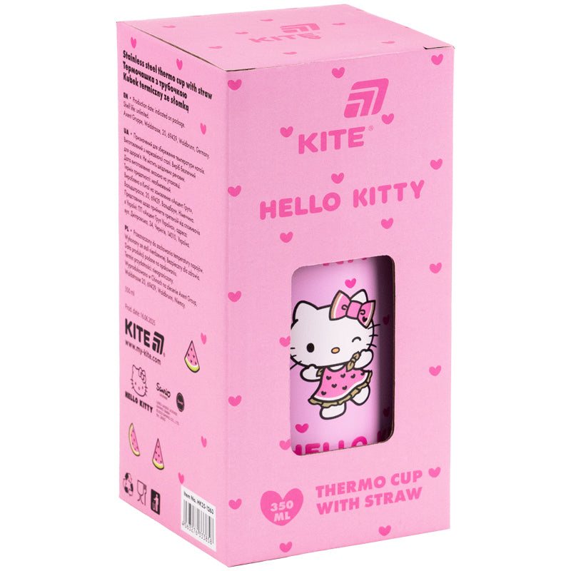 Kite Hello Kitty 350 ml Straw Thermo Mug – Hot 2 Hours, Cold 15 Hours