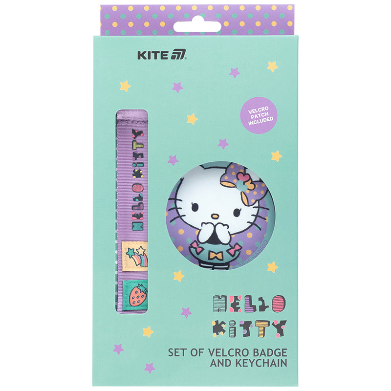Kite Hello Kitty Sweet Badge and Keychain Set – Rubber Badge, Metal Carabiner