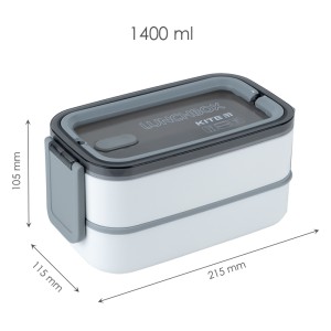 Lunchbox double layer Kite, 1400 ml, white
