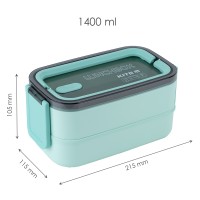 Lunchbox double layer Kite, 1400 ml, green