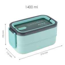Lunchbox double layer Kite, 1400 ml, green