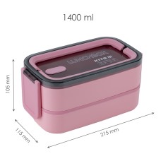 Lunchbox double layer Kite, 1400 ml, pink