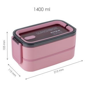Lunchbox double layer Kite, 1400 ml, pink