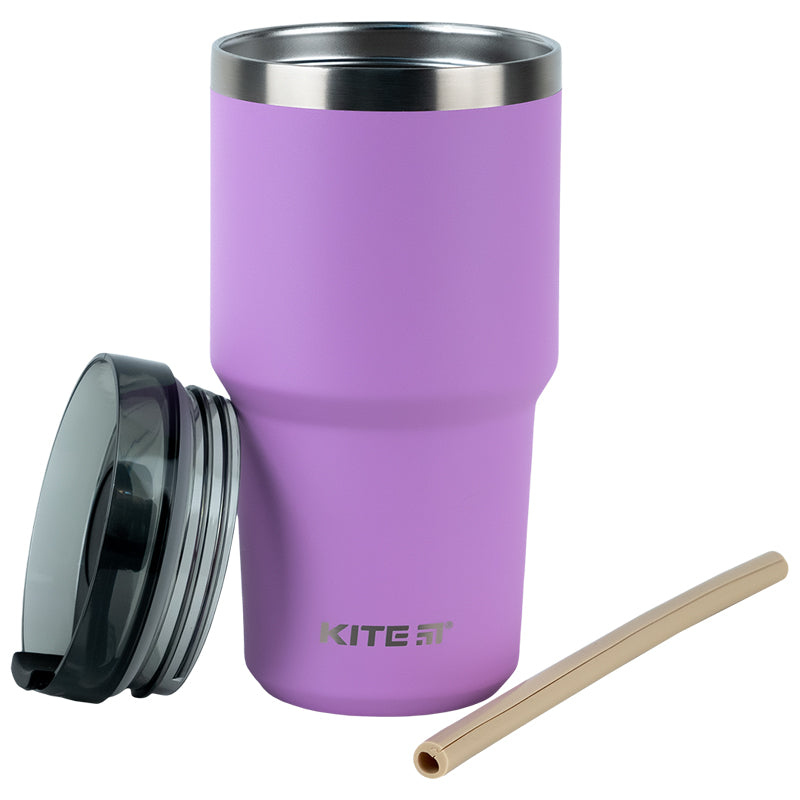 Purple 600ml Thermo Mug with Straw – Stylish & Spillproof