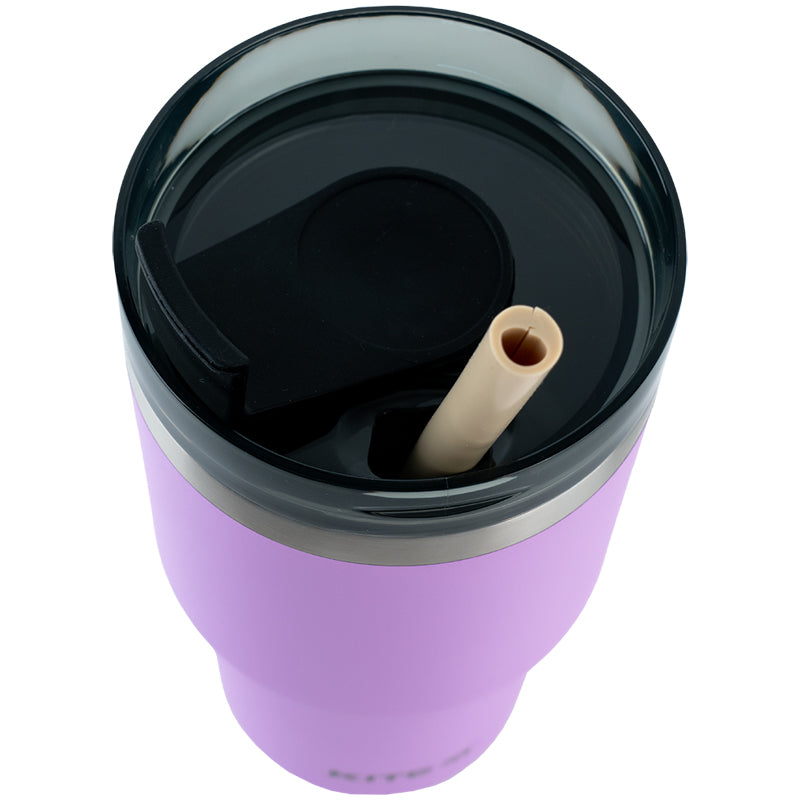 Purple 600ml Thermo Mug with Straw – Stylish & Spillproof