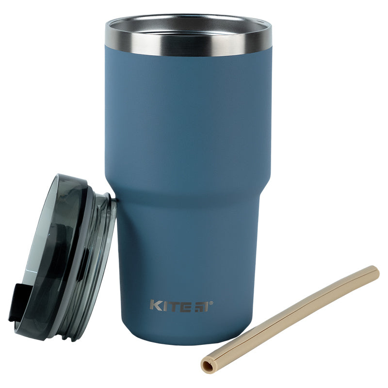 Gray 600ml Thermo Mug with Straw – Sleek & Insulated