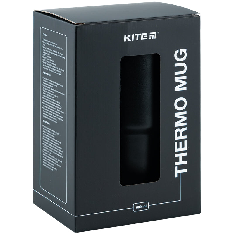 Insulated Black Thermo Mug with Handle – 600ml