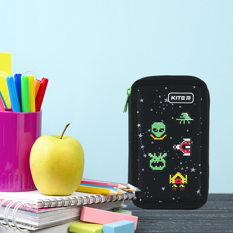 Pencil case without stationery Kite UFO K24-623, 2 compartments