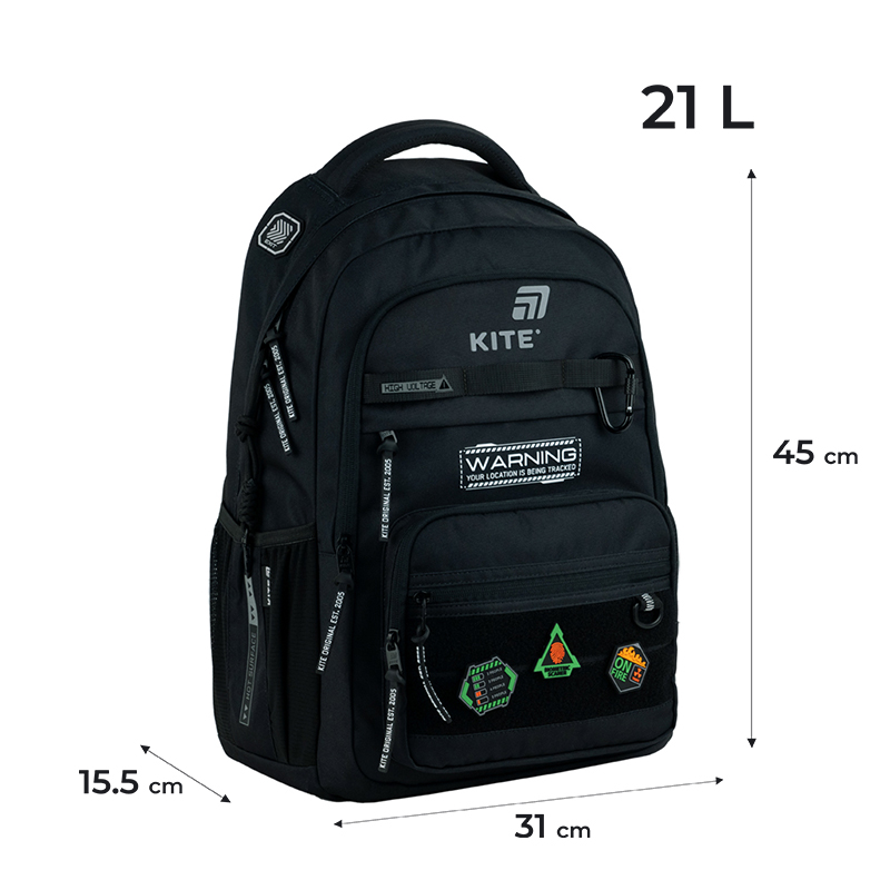 Multifunctional & Customizable Kite Black Backpack – K25-1019L-2